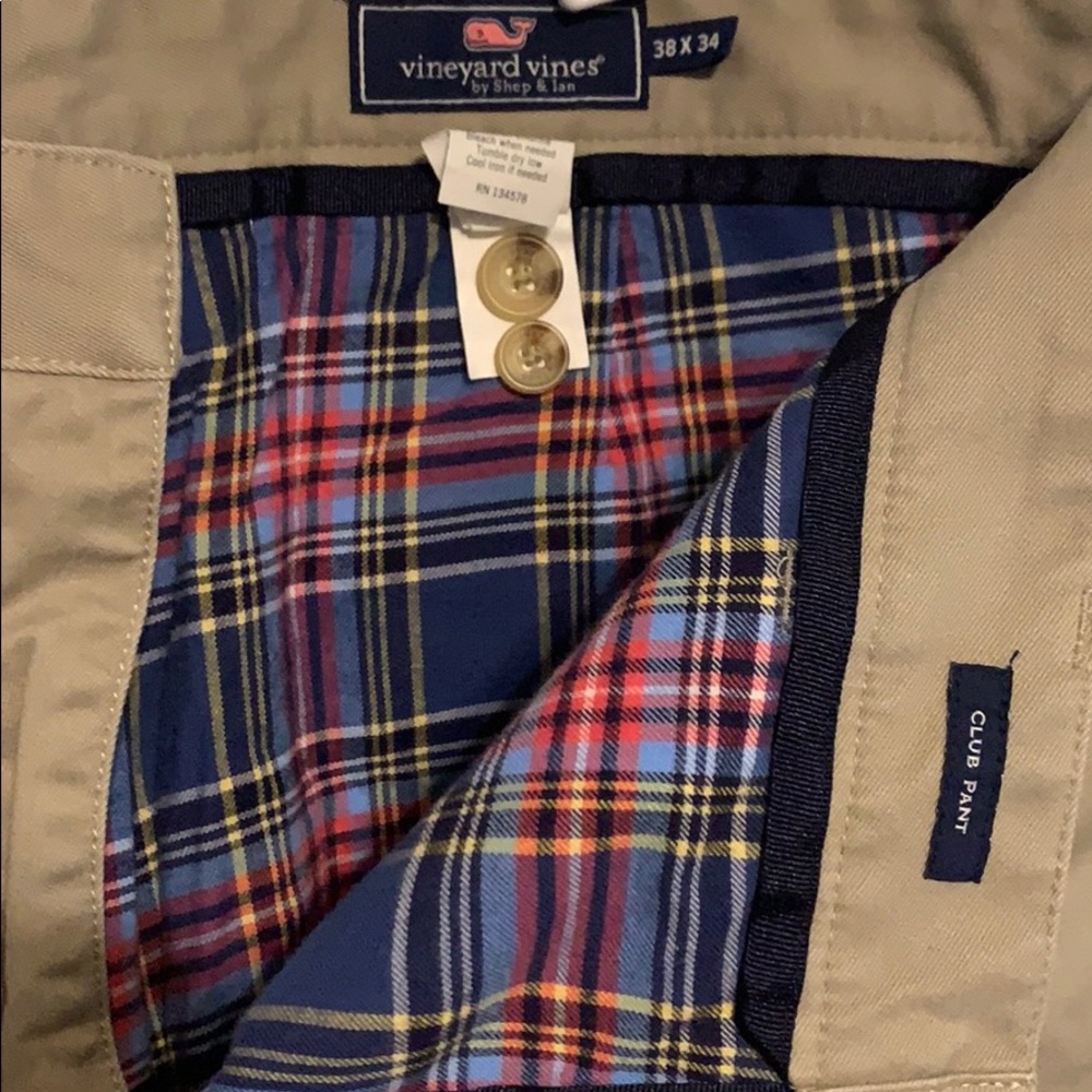 Vineyard Vines Fleece Lined Club Pant Khaki Tartan